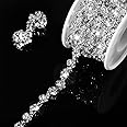 Kigeli 3 Yards Bling Rhinestone Trim Crystal Rhinestone Chain Applique Rhinestone Applique Sewing Embellishments for DIY Dress Clothing Wedding Crafts Bridal Costume Jewelry Decoration, 0.39 Inch Wide