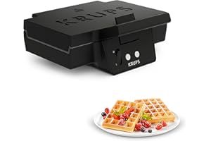 Krups FDK252 Waffeleisen | 2 dicke Waffeln | Antihaftbeschichtung | tiefe Platten | vertikale Verstaufunktion | Kabelaufbewah