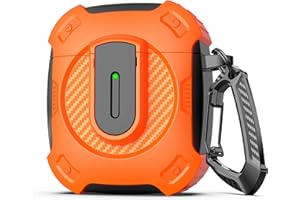 RFUNGUANGO Compatibile con AirPods Custodia con Kit di Pulizia, Nuova Custodia Protettiva Rigida a Tema Spaziale 2024, Armatura Protettiva Rigida Militare con Custodia con Lucchetto,Cosmos-Arancione