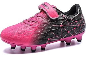 Maxome Kids Football Boots, FG/AG Boys Girls Athletic Soccer Cleats Shoes for Training, Practice, Running with Velcro