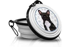 POWER GIFT Bulldog Francese NERO - Ciotola pieghevole e portatile con moschettone per viaggi. Ciotola per alimenti, ciotola per animali domestici. Maneggevole e unica.