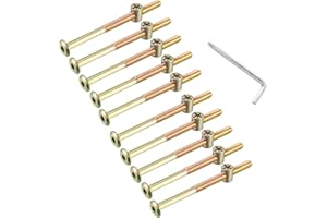 NOHJER 10 PCS M6*120mm Furniture Bolt Nut Set Zinc Plated Hex Socket Screw With L Type Wrench for Furniture Cots Beds Crib and Chairs (M6*120mm)