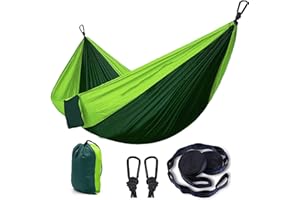Tyouki Double Lightweight Nylon Portable 2 Person Outdoor Hammock with Tree Straps & Aluminum Alloy Carabiners, Travel Hammock Quick Drying for Outdoor Camping Garden Beach (260*140cm)