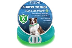 VICSOM Collares Antiparasitario para Perros, Luminoso Collar Antipulgas Perros, Collar de Pulgas y Garrapatas para Perro Impermeable Regulable, Válido 8 Meses para Perros de Todos los Tamaños Azul Claro
