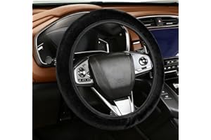 JFMANMSDS Winter Lenkradbezug, 37-39cm Universal Auto Lenkradbezug Fell, Teleskop Lenkrad Bezug Auto, Breathable Anti Slip, Weich Bequem & Geruch frei Steering Lenkradschoner, Schwarz