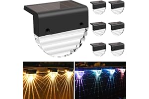 Fuqiduo lampe solaire pour jardin extérieur, ip65 imperméable à l'eau LED lampe solaire, blanc chaud applique extérieure clôture lumière/jardin escalier clôture changement de couleur, 6pcs
