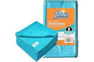 FABRIO Microfibre Cleaning Cloth - Blue - 30cm x 30cm - Pack of 8
