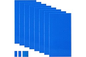 shineFinder Set di 8 pannelli compatibili con la maggior parte delle marche, piastre di base rettangolari 25,6 x 12,8 cm, con 16 x 32 gommini per giochi creativi (25.6 * 12.8cm, Blu)