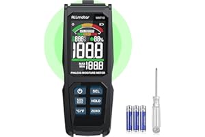 ALLmeter Medidor de Humedad de Madera 20mm Indicador de Humedad, Detector de Humedad sin Aguja con Alarma Digital LCD para Paredes Madera Hormigón Materiales de Construcción
