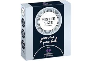 Mister Size - Pura Sensación: Paquete de 3 Preservativos Ultrasensibles (Preservativos Finos con Lubricante Sexual) de Látex Natural y Talla Individualizada - Talla: 69mm
