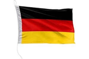 FLAGLY Premium Bootsfahne Deutschland 30 x 45 cm - Schiffsflaggentuch, 160g/m² Stoffgewicht - robust und witterungsbeständig mit Strick & Schlaufe, Bootszubehör Motorboot (30 x 45 cm, Deutschland)