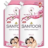 Santoor Mild Gentle Hand Wash with Goodness of Lotus & Tulsi| Rich Lathering Formula with Anti-Bacterial Properties| Soft on 