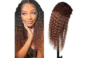 LAKAISA Kinky Curly Wig Human Hair Parrucca Donna Capelli Veri Umani Ricci 4X4 Lace Front Wig Human Hair Glueless Wig Wear and Go Pre Plucked Natural Hairline With Baby Hair 20 Inch