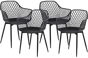 anrekl Juego de 4 sillas de Comedor con Patas de Metal, sillas con reposabrazos, sillas de Cocina, sillas de Comedor, sillas de Asiento para Comedor o salón, Color Negro