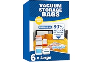 FEBYLIU Vacuum Storage Bags - 6 Pack 80X60cm Large Reusable Space Saver Seal Bags for Travel, Compression Double Zipper Vacuum Storage Bags for Clothes, Beddings, Pillows, Duvets