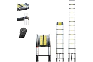 HOSTRÖM Echelle telescopique 4,1m TELESCOO14, Aluminium, Pliable, Extensible, Hauteur de Travail Max 5m, Standart EN131, Garantie 5 Ans