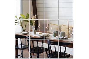 Vasemouh Wall Mirror Tiles 35x28 cm Set of 16, Self Adhesive Mirror full-length - Versatile Decor for Bathroom, Bedroom, Living Room and Home Gym