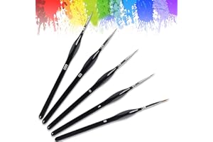 Xelparuc Detail Paint Brush Set, 5 Pcs Miniature Brushes for Fine Detailing, Art Painting, Acrylic Watercolor, Oil Painting (ZMUK-081-1)