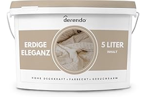 derendo Exklusive Wandfarbe beige 5L, hohe Deckkraft, Dispersionsfarbe innen, Innenwandfarbe Raumfarbe Erdige Eleganz matt, Deckkraftklasse 2, hochdeckende Innenfarbe Profi Qualität