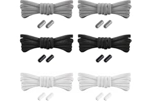 Brovamo 6 Pares de Cordones Elásticos Sin Atar, Cordones Elásticos Niños y Adultos, Lacci Elastici per Bambini e Adulti, Cordones Zapatillas Deporte