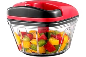 Geedel Picadora de Alimentos, Picadora Manual Fácil de Limpiar y Segura, Picadora de Verduras Rápida para Verduras, Frutas y Nueces. (200ML)