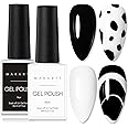 Makartt Gel Nail Polish Sets - 2 Pcs Black White Colors Gel Polish for Long lasting Nail Polish ,Soak Off UV/LED Gel Nails Lamp, Nail Art Varnish Manicure DIY Salon at home Ideal Gift for Women