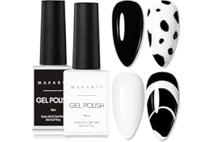 Makartt 2 Colori Kit Smalto Gel per Unghie Bianco Nero, Smalto Semipermanente per Unghie Set da UV LED Smalto per Unghie, Gel Polish per Unghie, Nail Polish Set
