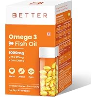 BBetter Omega 3 Fish Oil | 1000mg Omega 3 Fatty Acid capsules with 180 mg EPA 120 mg DHA | Omega 3 Fish Oil Supplements…