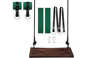 PELLOR Balançoire Exterieur en Bois Enfants Adulte Siège de Balançoire avec Corde Réglable pour Arbre Aire de Jeux Extérieur Intérieur Chargé Maximum 100kg