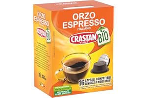 CRASTAN 1870 - Capsule compatibili A Modo Mio ® - Orzo Biologico - 1 Box da 16 Capsule - Naturalmente Privo di Caffeina