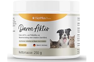 EXVITAL TierPlus Darm Aktiv Pulver für Hunde & Katzen, Probiotika & Präbiotika für eine gesunde Darmflora- Nach Durchfall, Wurmkur, Antibiotika & Magen- Darm