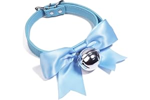 paloli Handmade Cosplay Choker Lolita Kitty Bell Collar with Strap Women Leather Choker Necklace