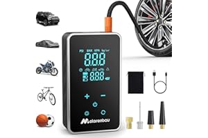 MOTORENBAU Compresseur à Air Portatif, Gonfleur Pneus Voiture sans Fil 4000 mAh, 150 PSI avec Écran LCD Numérique, 4 Modes, Gonfleur Électrique Rechargeable pour Voitures, Vélos, Motos et Ballons