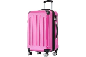 BEIBYE Zwillingsrollen 2048 Hartschale Trolley Koffer Reisekoffer Taschen Gepäck in M-L-XL-Set (Pink, M)