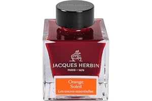 Jacques Herbin 13157JT - Flacon d'encre 50 ml pour stylo-plumes et stylos roller, Orange soleil. Fabriqué en France
