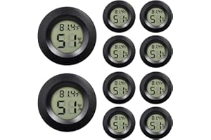Miawtro 10 Stück Mini Hygrometer, Ultraleichtes Und Langlebiges Hygrometer, Digitales Hygrometer Mini Mit LCD-Display, Mini Hygrometer Für Glas