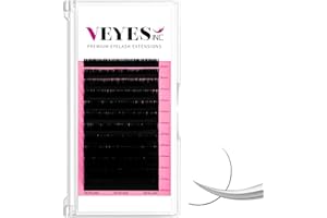 VEYES Classic Individual Lash Extensions 0.18 C Curl 8-16mm Mixed Length Volume Eyelashes Tray, Matte Black, Professional Supplies for Lash Techs (0.18 C 8-16mm)