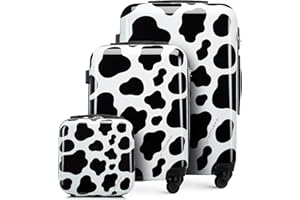 WITTCHEN Young Collection Luggage Set of 3 Suitcases ABS with Polycarbonate Coating Combination Lock Retractable Handle Size (S+M+Cosmetic case) Black-White