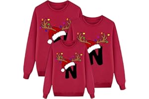 Genérico Sudaderas Navidad Familia Jersey Punto para Hombre Mujer Y Niños Jersey Navideñas Familiares Jerseys de Navidad para Parejas para el Invierno Sudadera Navideña Rojo Familiar Unisex niños