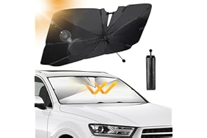 XYUAYAMZ Parasol Coche Delantero Parabrisas Sombrilla - Paraguas para Protector Plegable Protección UV Sombra Solar 360 ° Poste Telescópico Adecuado la Mayoría de los Coches SUV y Camiones, 140 * 85cm