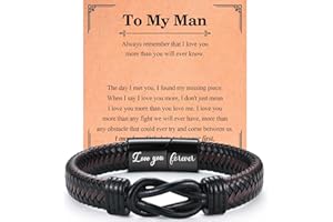 EPVID Gifts for Husband Son Boyfriend Grandson Grandad Uncle, Leather Bracelet for Brother Nephew Boyfriend, Christmas Fathers Day Birthday Valentines Gifts, Stocking Fillers for Men