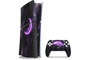 Skins4u Slim PS5 Skins Aufkleber für PlayStation 5 Konsole und Controller Skin Vinyl Skin Sticker PS5 Slim Digital Design Schutz Folie Purple Space