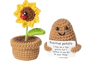 YCZCHE14 Pocket Hug Positive Potato Knitted Potato Set Creative Knitted Wool Potato Sunflower Doll Pocket Hug Regalo para Mujeres, Regalo de despedida Colegas, Novia, Patata Positiva