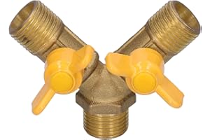 DUOKON Robinet Tournant Spherique Gaz en Forme de Y, Robinet Tournant Spherique Gaz 3 Voies Filetage Male G 1/2 Raccord de Commutateur de Gaz Naturel pour Appareil Gaz