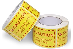 BETCKEY - 2 Rotoli giallo adesivo di avvertimento del pacchetto, 70mm x 100mm, 1000 etichette che utilizzano per il pacchetto pesante oltre 15Kg