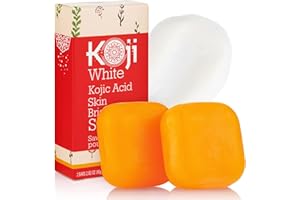 Koji White Pure Kojic Acid Skin Brightening Soap, Even Tone Cleansing Face and Body Bar for Glowing Skin, Moisturizing, Sun Damage Skin with Tea Tree, Coconut Oil, Vegan, Paraben-Free, 80g (2 Bars)