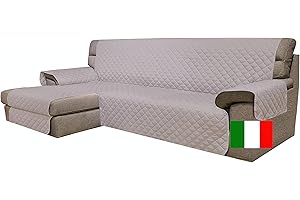 Moonange - Funda para Chaise Longue 3 Plazas - Asiento de 240 cm - Impermeable, Reversible y Antimanchas - Protector de Muebles Antideslizante y Resistente a los Arañazos - Color Beige