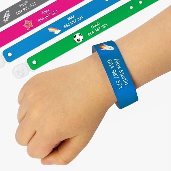 16 Bracelets Sécurité Enfant Anti-perte - Réutilisables, étanches, Réglables, Motifs Mignons