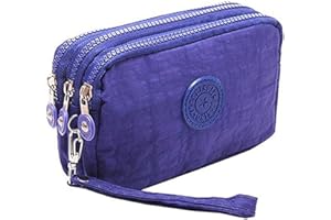 Btoon 3 Layer Zipper Nylon Wallets for Women Wristlet Bag Purse Waterproof Cell Phone Pouch Handbag