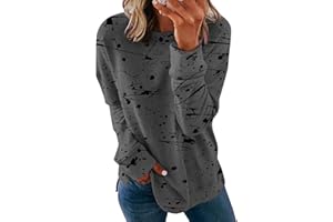 YMING Femme Chemise Décontractée à Manches Longues Haut Imprimé Sweat-Shirts De Loisirs